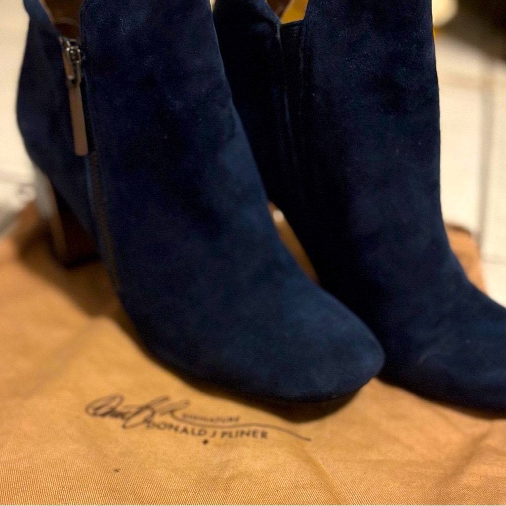 Donald J. Pliner Blue Ankle Booties with Side Zipper